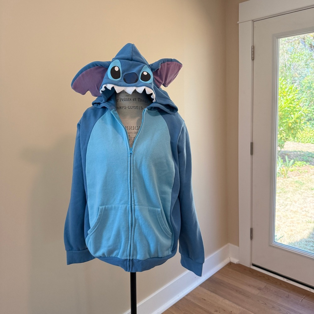 Disney Women's Blue Stitch Full Zip Hoodie Size 2X‎